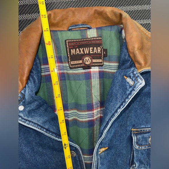 Vintage Maxwear Flannel Lined Denim Chore/Barn Jacket with Leather Collar M-XL - Picture 12 of 12